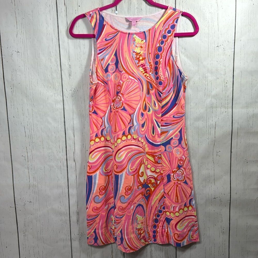 Lilly Pulitzer Pink Psychedelic Shift Dress Size S Preppy Resort Mini Coastal